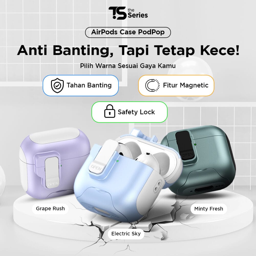 TheSeries PodPop Airpods Case Magnetic Lock Automatic Open Case for Airpods 1 2 3 4 Airpods Pro/Pro2 Resistant Hybrid Protector