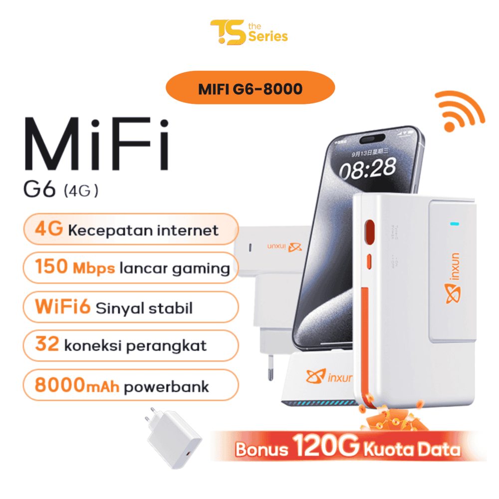 [Bonus 120GB] TheSeries MiFi 8000mAh Powerbank Charger Modem Wifi 4G 150Mbps All Operator 4G | Mifi Wifi6 Modem Portable Kartu Telkomsel Modem 4G JAVAMIFI 5G High Speed WIfi6 TP Link Telkomsel Orbit Tanpa Batasan Penggunaan